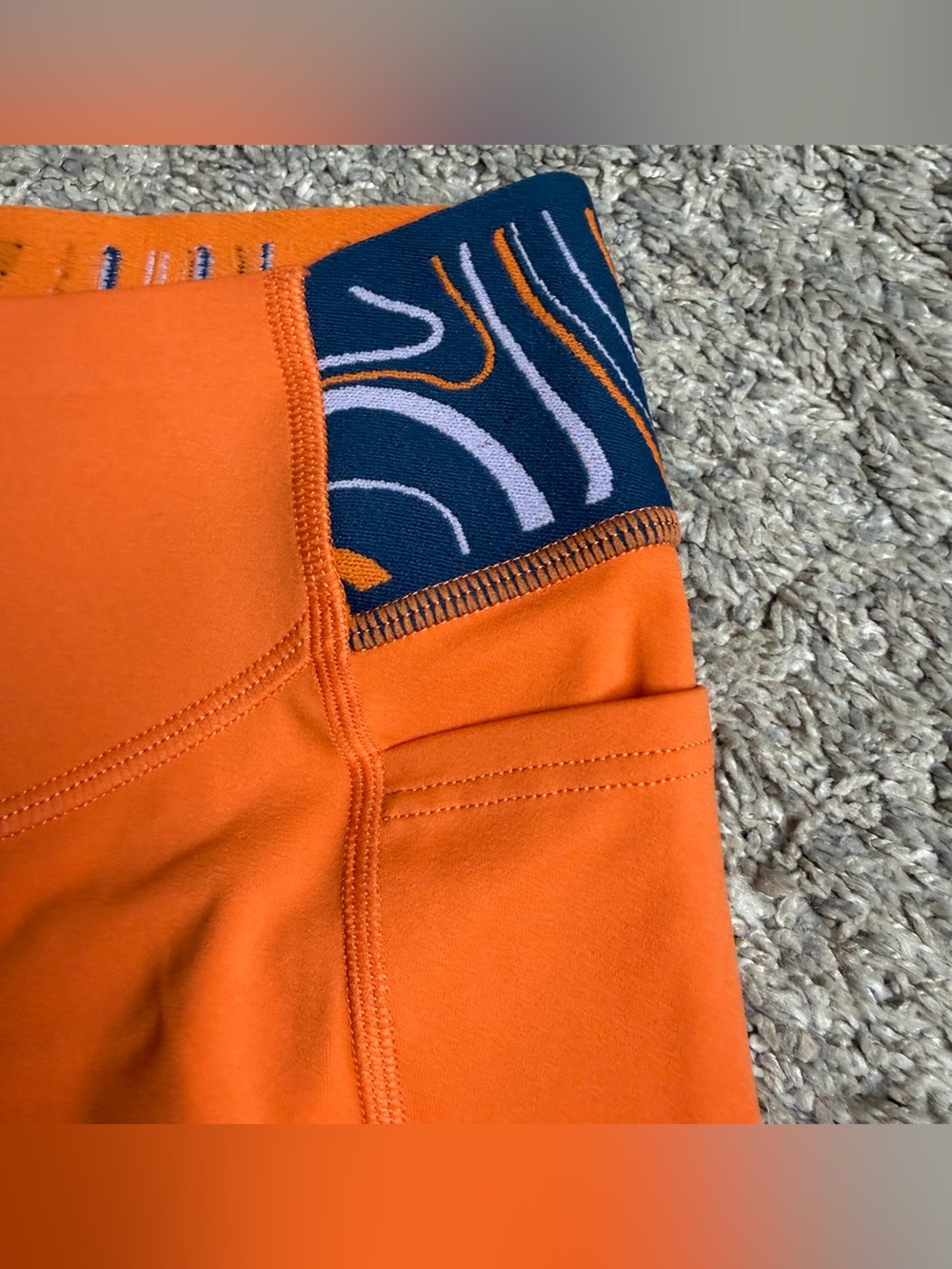 Fanka Body Sculpt Patterned Waistband Biker shorts Large Orange Lift pockets - Picture 10 of 14